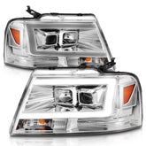 04-08 Ford F-150 ANZO 111542 Projector Headlights w/ Light Bar Chrome Housing