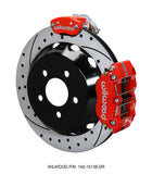 2015 Ford Mustang Wilwood 140-15138-DR Dynapro Radial-MC4 Rear Parking Brake Kit 12.88 Drilled & Slotted Red w/Lines