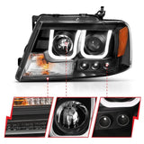 04-08 Ford F-150 ANZO 111288 Projector Headlights w/ U-Bar Black