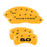 10-14 Ford Mustang MGP 10198SM50YL 4 Caliper Covers Engraved Front Mustang Engraved Rear 5.0 Yellow Finish Black Character
