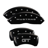 10-14 Ford Mustang MGP 10198SMGTBK 4 Caliper Covers Engraved Front Mustang Engraved Rear GT Black Finish Silver Character