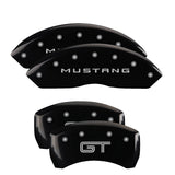 10-14 Ford Mustang MGP 10198SMGTBK 4 Caliper Covers Engraved Front Mustang Engraved Rear GT Black Finish Silver Character
