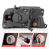 04-08 Ford F-150 ANZO 111541 Projector Headlights w/ Light Bar Black Housing