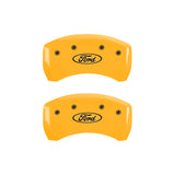 10-14 Ford Mustang MGP 10198SFRDYL 4 Caliper Covers Engraved Front & Rear Oval logo/Ford Yellow Finish Black Character
