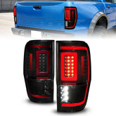 19-23 Ford Ranger ANZO 311447 Full LED Taillights w/ Lightbar Sequential Signal Black Housing - Smoke Lens