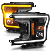 18-20 Ford F-150 ANZO 111509 Projector Headlight w/ Plank Style Switchback Black Housing