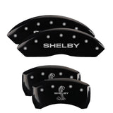 10-14 Ford Mustang MGP 10198SSBYBK 4 Caliper Covers Engraved Front Shelby Engraved Rear Tiffany Snake Black Finish Silver Character