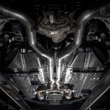 17-20 Ford Mustang GT Stainless Works M18CBXFCV 3in Redline Series Catback X-Pipe w/ Active Valves & Quad Tips