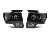 09-14 Ford F-150 Raxiom T542825 Super White LED Halo Projector Headlights- Blk Housing (Clear Lens)