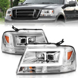 04-08 Ford  F-150 ANZO 111542 Projector Headlights w/ Light Bar Chrome Housing