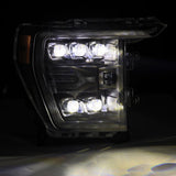 21-23 Ford F150 / 21-23 Ford Raptor AlphaRex 880137 NOVA-Series LED Projector Headlights Plank Style Black w/ Activ Light/Seq Signal