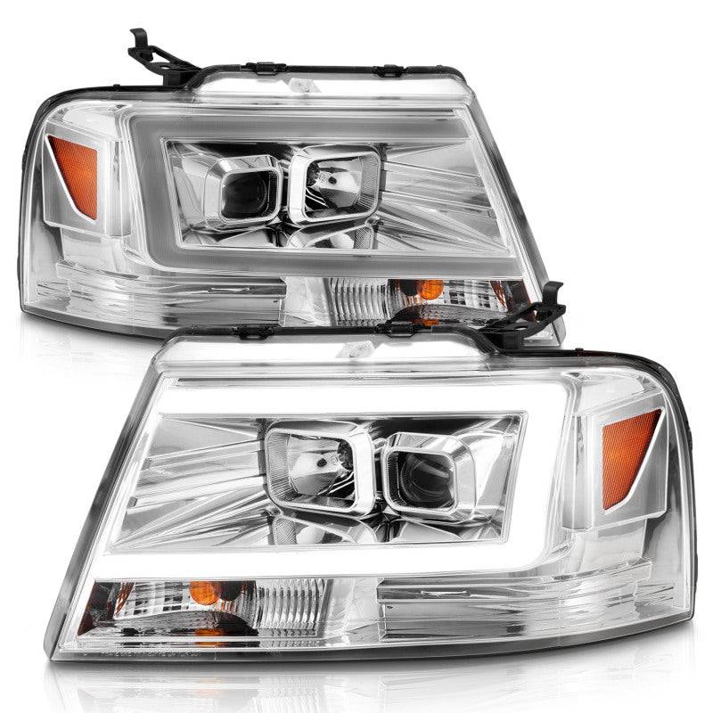 04-08 Ford  F-150 ANZO 111542 Projector Headlights w/ Light Bar Chrome Housing