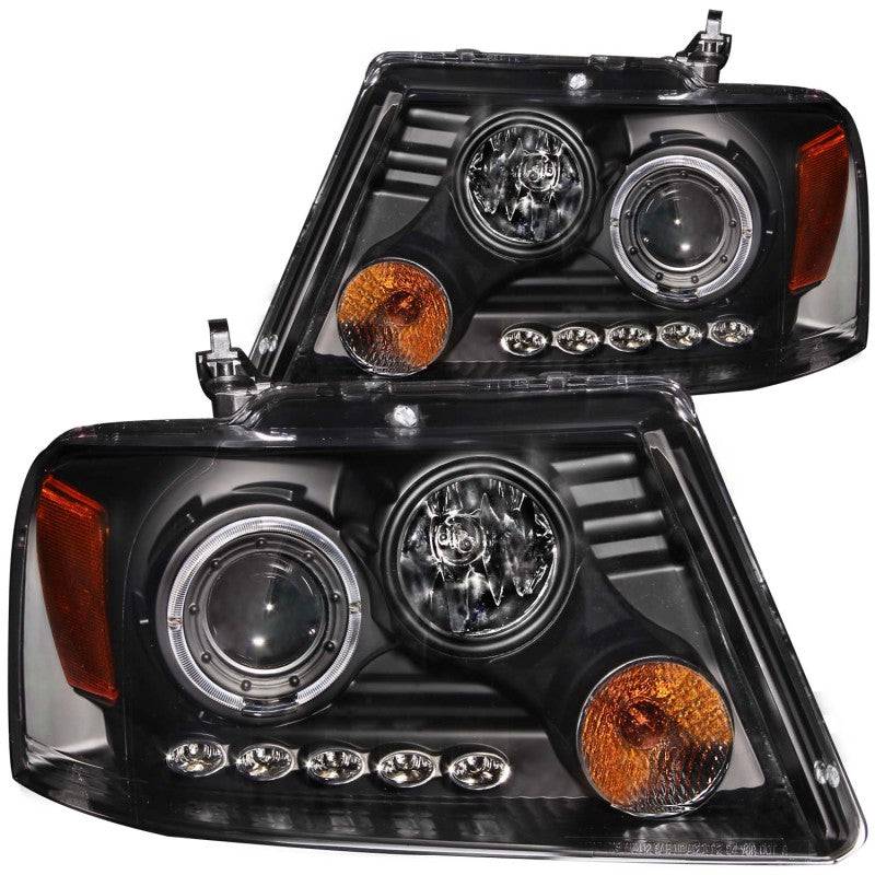 04-08 Ford F-150 ANZO 111204 Projector Headlights w/ Halo and LED Black G2