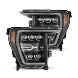 21-23 Ford F150 / 21-23 Ford Raptor AlphaRex 880137 NOVA-Series LED Projector Headlights Plank Style Black w/ Activ Light/Seq Signal