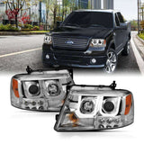 04-08 Ford F-150 ANZO 111287 Projector Headlights w/ U-Bar Chrome