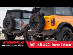 21-23 Ford Bronco V6 2.3L Corsa Performance 21204BPC 2-Door 2.75in Cat-Back Dual Rear Exhaust w/ 4in Straight Cut Black Tips