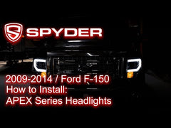 09-14 Ford F-150 Spyder 5087577 Halogen Light Bar Projector Headlights Black PRO-YD-FF15009PL-BK