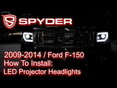 09-14 Ford F-150 Spyder 5087560 Halogen Light Bar Projector Headlights Black PRO-YD-FF15009PL-SEQ-BK