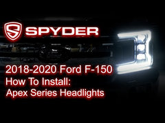 18-20 Ford F-150 Spyder 5088475 Headlights -Halogen Model Only -DRL LED -Black PRO-YD-FF15018HALAP-SEQ-BK