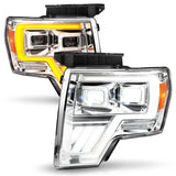 09-14 Ford F-150 ANZO 111607 Full LED Projector Plank Headlights - Chrome (w/ Initiation & Sequential)