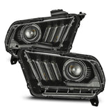 10-12 Ford Mustang AlphaRex 880110 PRO-Series Projector Headlights Plank Style Jet Black w/Top/Bottom DRL