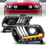 10-14 Ford Mustang ANZO 121577 LED Projector Headlights w/Sequential Light Tube (NON HID Compatible)