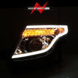 11-15 Ford Explorer ANZO 111576 Projector Headlights w/Light Bar Chrome Housing w/Amber light