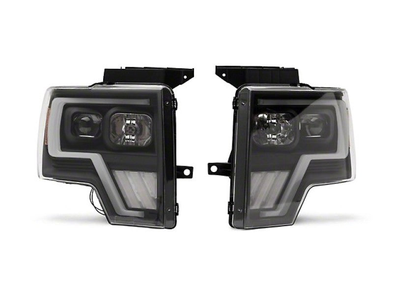 Black Fits 2009-2014 Ford F150 LED Strip Projector Headlights Lamps 09-14 L+R