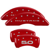 15-20 Ford Mustang MGP 10201SM52RD 4 Caliper Covers Engraved Front 2015/Mustang Engraved Rear 2015/5.0 Red Finish Silver Character