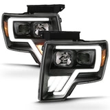 09-14 Ford F-150 ANZO 111469 Projector Plank Style Headlights - Black w/ Switchback Signal (For Halogen Model)