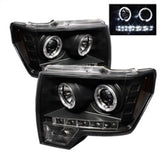 09-14 Ford F-150 Spyder 5010230 Projector Headlights Halogen Model- LED Halo LED Blk PRO-YD-FF15009-HL-BK