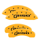 21-23 Ford F-150 MGP 10256SF16YL 4 Caliper Covers Engraved Front & Rear Yellow Finish Black F-150 Logo