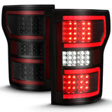 18-20 Ford F-150 ANZO 311314 Full LED Tail Lights - Black w/ Sequential Signal (Red Light Bar)