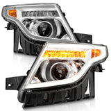 11-15 Ford Explorer ANZO 111576 Projector Headlights w/Light Bar Chrome Housing w/Amber light