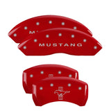 10-14 Ford Mustang MGP 10198SMBPRD 4 Caliper Covers Engraved Front Mustang Engraved Rear Bar & Pony Red Finish Silver Character