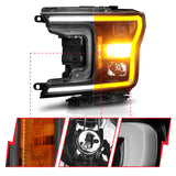 18-20 Ford F-150 ANZO 111509 Projector Headlight w/ Plank Style Switchback Black Housing