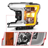 18-20 Ford F-150 ANZO 111510 Projector Headlight w/ Plank Style Switchback Chrome Housing