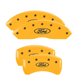 10-14 Ford Mustang MGP 10198SFRDYL 4 Caliper Covers Engraved Front & Rear Oval logo/Ford Yellow Finish Black Character