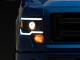 09-14 Ford F-150 Raxiom T566369 Axial Series Projector Headlights w/ LED Light Bar-Blk Housing(Clear Lens)