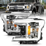 18-20 Ford F-150 Anzo 111399 Projector Plank Style Switchback Headlights Chrome