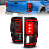 19-23 Ford Ranger ANZO 311446 Full LED Taillights w/ Lightbar Sequential Signal Black Housing - Clear Lens