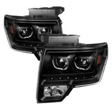 09-14 Ford F-150 xTune 9032226 Projector Headlights Halogen LED Black Housing Clear Lens