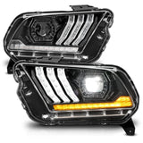 13-14 Ford Mustang ANZO 121572 Projector Headlights w/ Light Bar Black