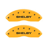 10-14 Ford Mustang MGP 10198SSBYYL 4 Caliper Covers Engraved Front Shelby Engraved Rear Tiffany Snake Yellow Finish Black Character