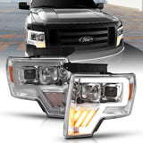 09-14 Ford F-150 ANZO 111446 Projector Headlight Chrome Amber