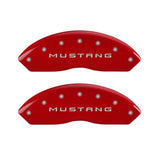 10-14 Ford Mustang MGP 10198SM37RD 4 Caliper Covers Engraved Front Mustang Engraved Rear 3.7 Red Finish Silver Character