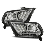 10-12 Ford Mustang AlphaRex 880111 PRO-Series Projector Headlights Plank Style Chrome w/Top/Bottom DRL