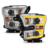 15-20 Ford F-150 V6/V8 Anzo 111358 Projector Plank Style Switchback Headlights Chrome / Amber