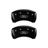 10-14 Ford Mustang MGP 10198SFRDBK 4 Caliper Covers Engraved Front & Rear Oval logo/Ford Black Finish Silver Characters