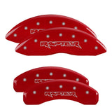 10-11 Ford F-150 MGP 10213SRPTRD 4 Caliper Covers Engraved Front & Rear Raptor Red Finish Silver Character